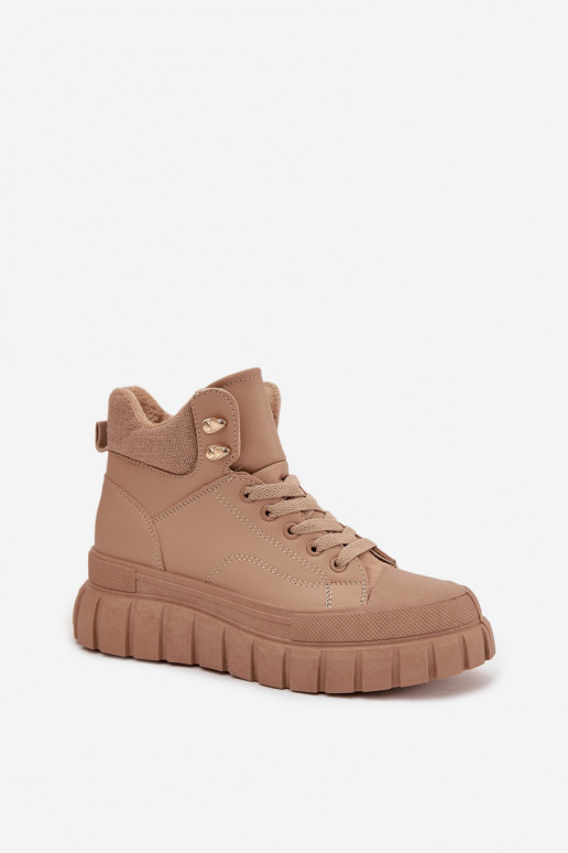 Feminino aquecimento Botas sapato com uma plataforma cor marrom Carenna