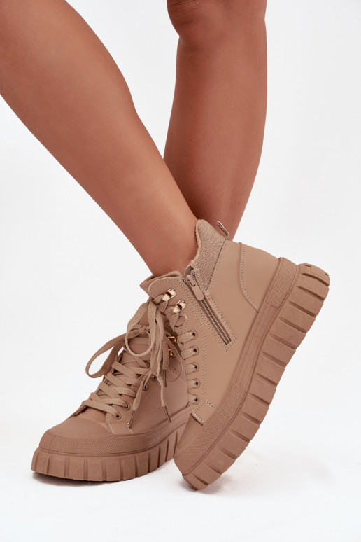 Feminino aquecimento Botas sapato com uma plataforma cor marrom Carenna