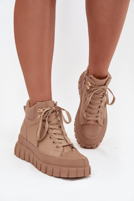 Feminino aquecimento Botas sapato com uma plataforma cor marrom Carenna