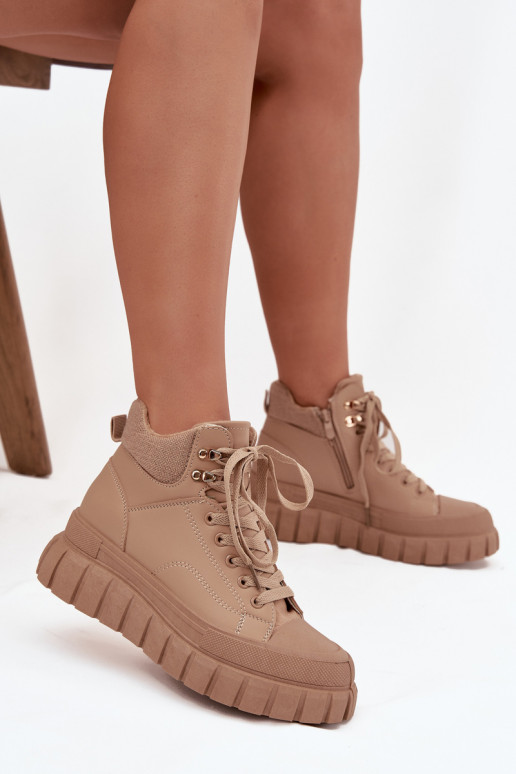 Feminino aquecimento Botas sapato com uma plataforma cor marrom Carenna