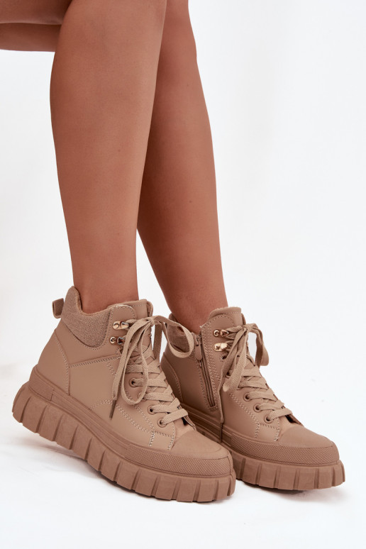 Feminino aquecimento Botas sapato com uma plataforma cor marrom Carenna