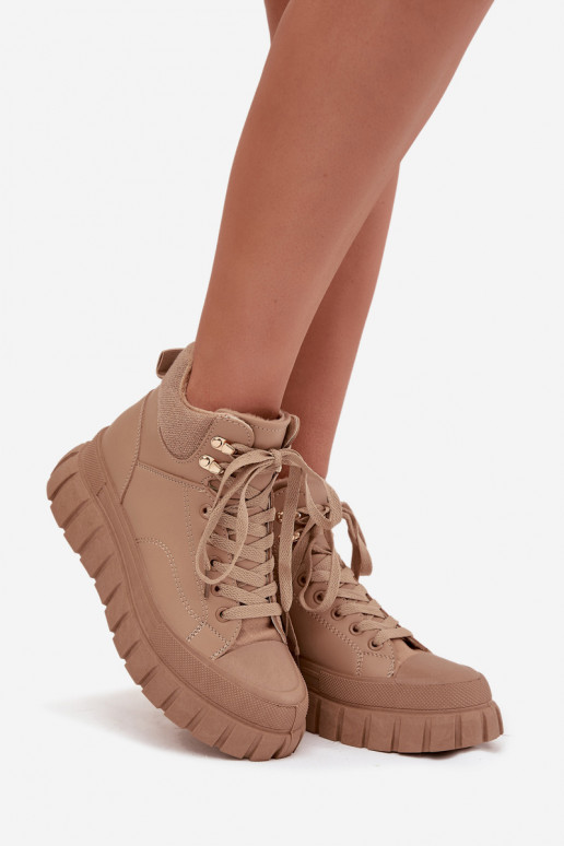 Feminino aquecimento Botas sapato com uma plataforma cor marrom Carenna