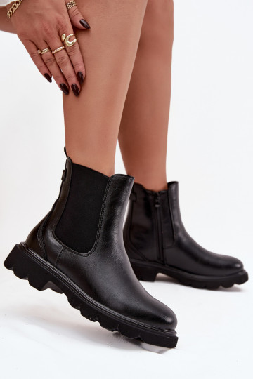 Botas de cano curto femininos forrados em preto "Rivelia"