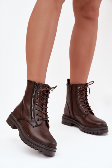 Botas de cano curto femininos de trabalho forrados em chocolate "Ivonelle" 2