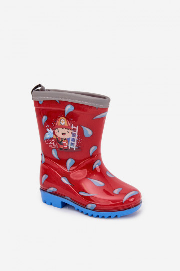 Botas de borracha infantis "Bombeiro" em vermelho "Breezly"