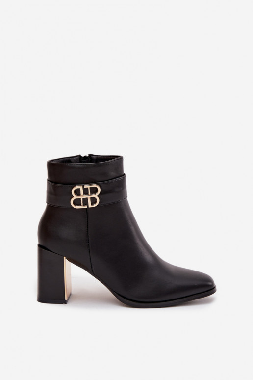 Botas femininas com alças I cor douradam Detalem cor preta Galinne