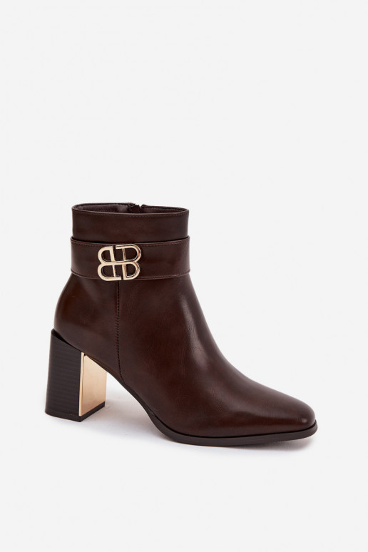 Botas femininas com alças I cor douradam Detalem CzekoladoParae Galinne