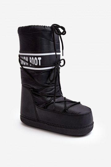 Feminino Alto Botas de neve cor preta Venila