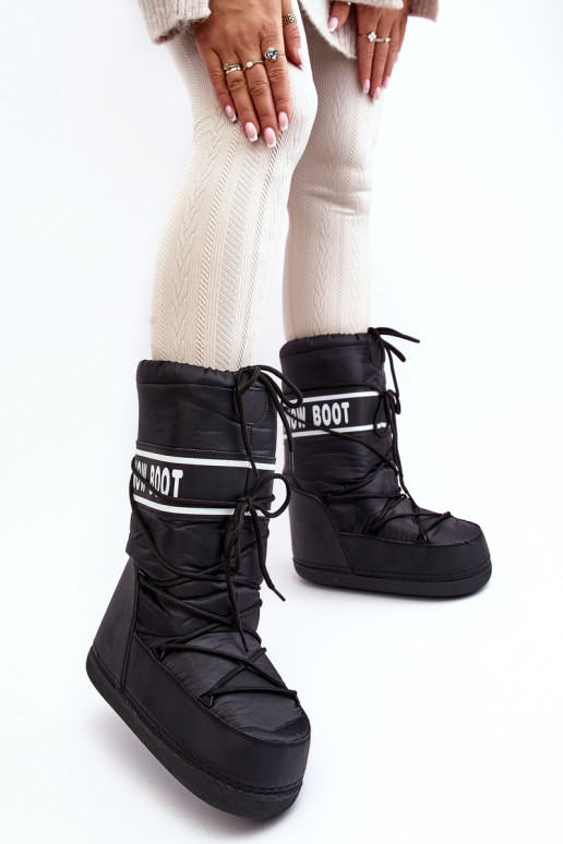 Feminino Alto Botas de neve cor preta Venila