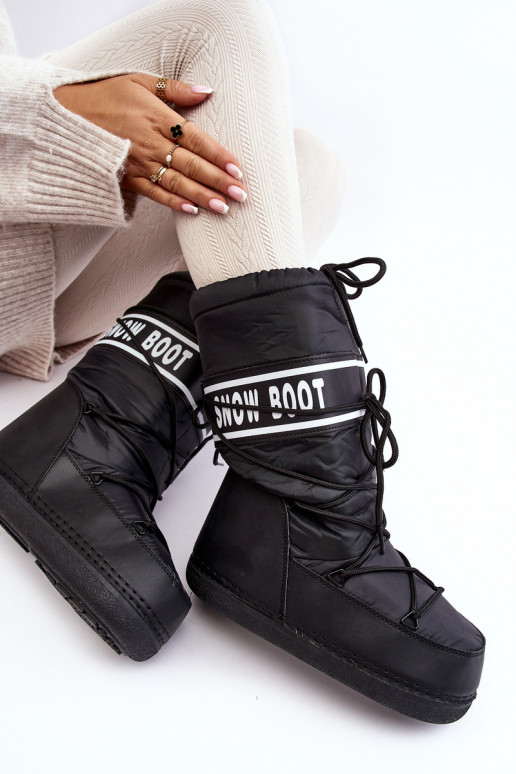 Feminino Alto Botas de neve cor preta Venila