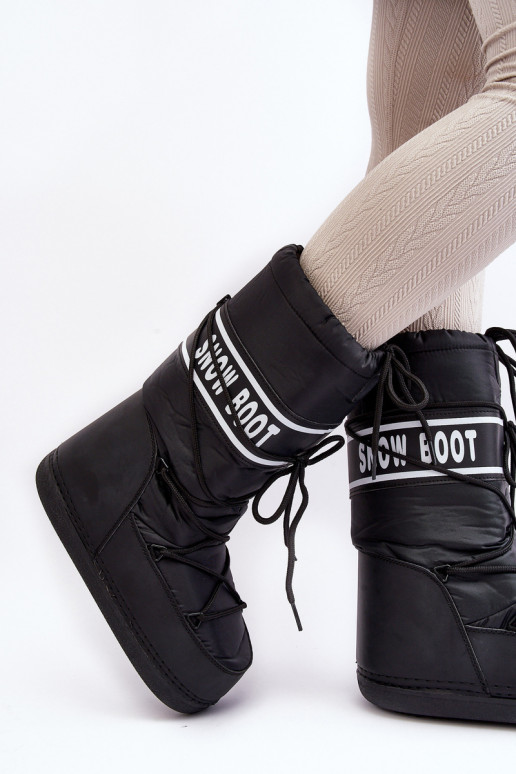 Feminino Alto Botas de neve cor preta Venila