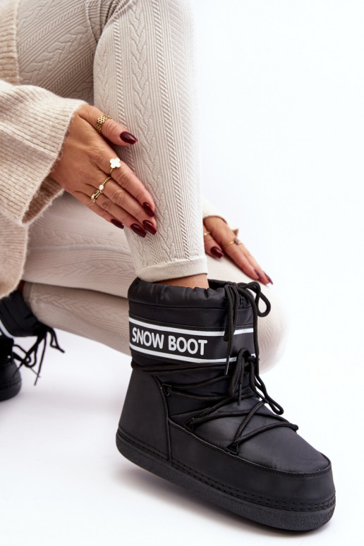 Feminino Botas de inverno com cadarços cor preta Soia