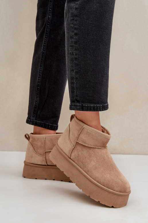 Feminino Botas de neve com uma plataforma bege Ninala