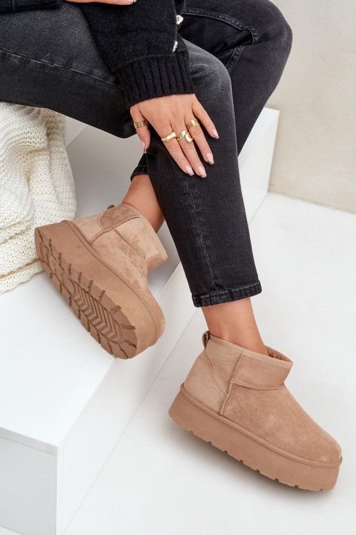 Feminino Botas de neve com uma plataforma bege Ninala