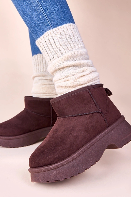 Botas de neve marrons acolchoadas em...