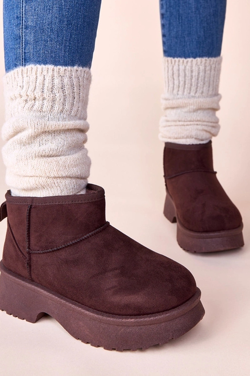 Botas de neve marrons acolchoadas em...