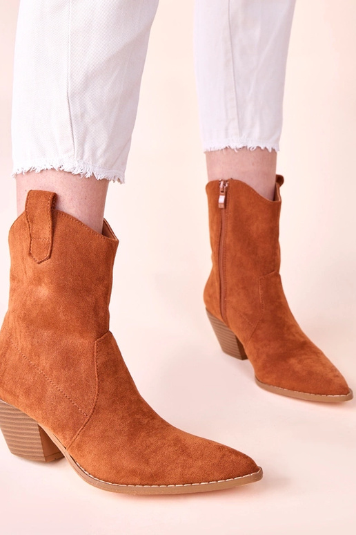 Botas de cowboy marrons de cano curto...