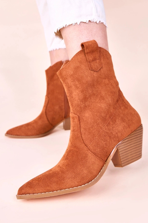 Botas de cowboy marrons de cano curto...