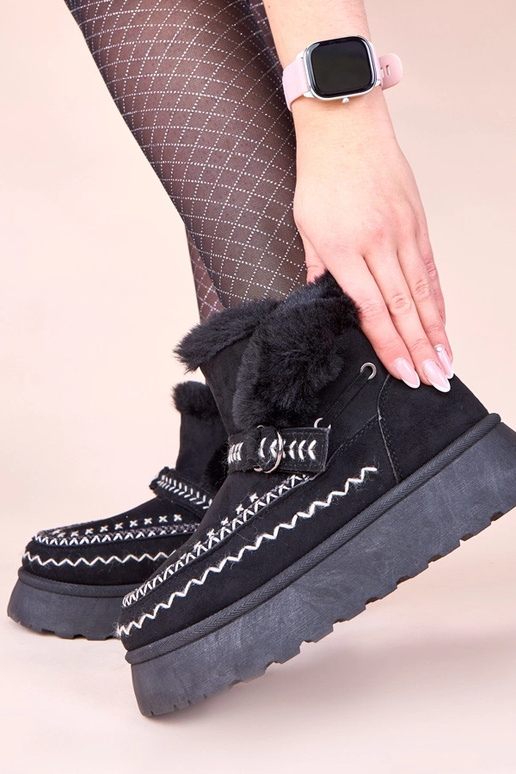 Botas de neve pretas com aplicação...