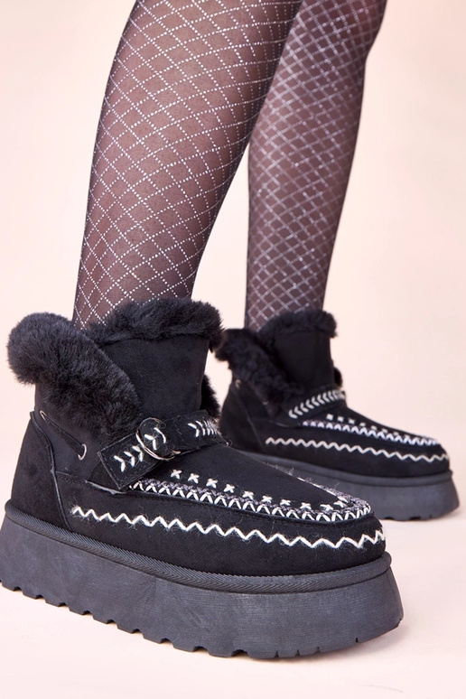 Botas de neve pretas com aplicação...