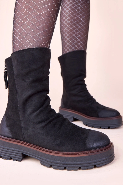 Botas pretas com bico franzido Arlea