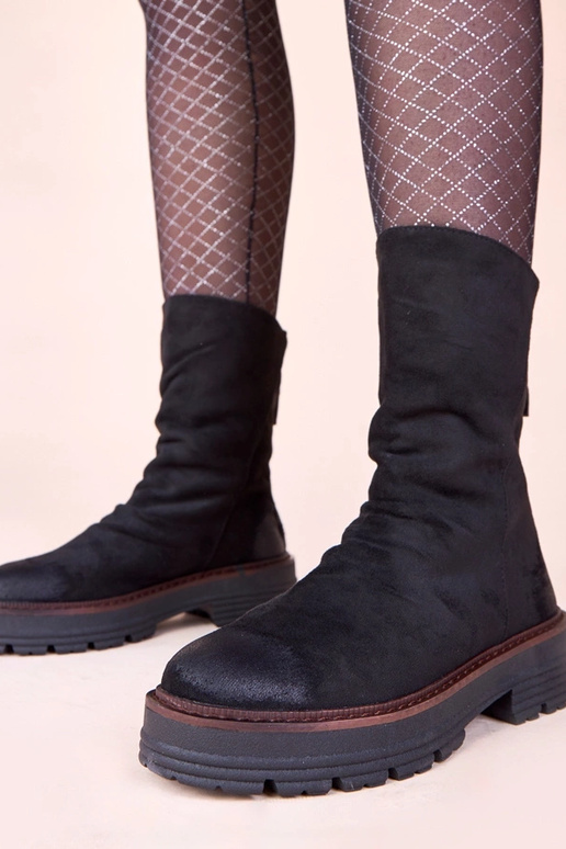 Botas pretas com bico franzido Arlea