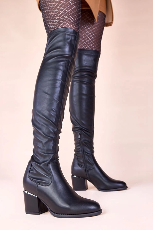 Botas acima do joelho pretas com...