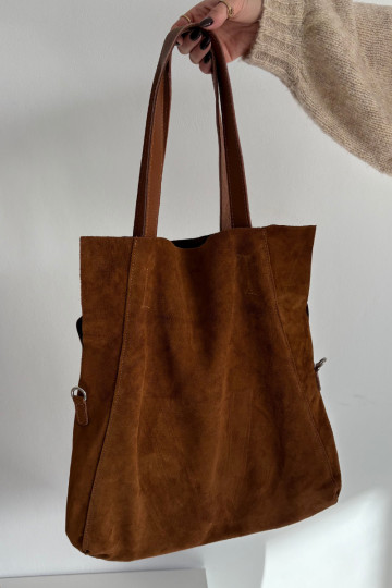 Bolsa de camurça sintética marrom Miraya