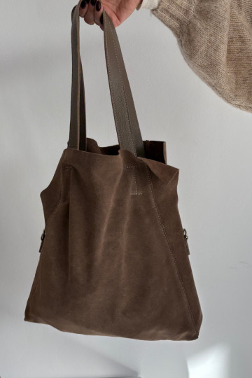 Bolsa de camurça sintética areia-escura Miraya