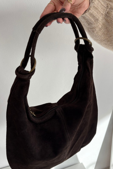 Bolsa de camurça sintética marrom chocolate Floriah