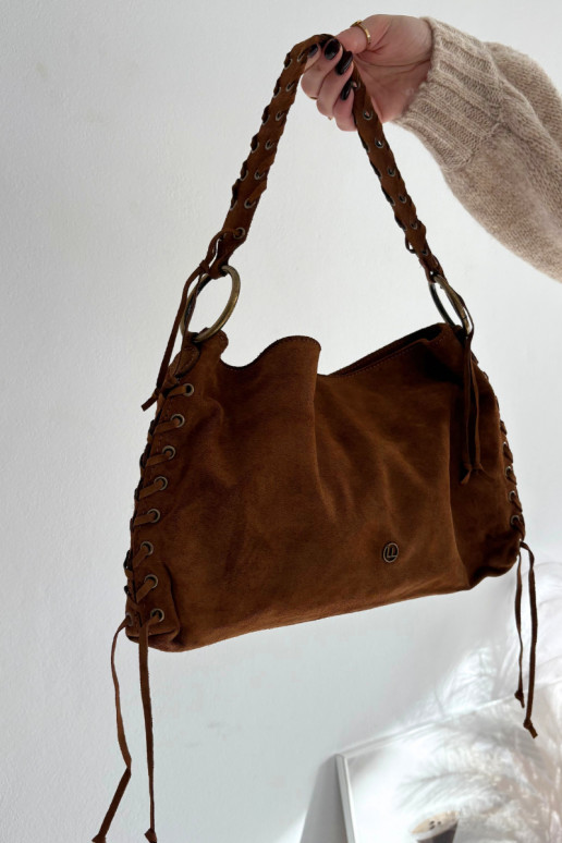 Skórzana de camurçaoParaa Portátil Com decorações Amarrandom cor marrom Janelis