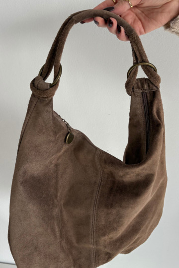 Bolsa de camurça natural na cor areia escura Floriah 2