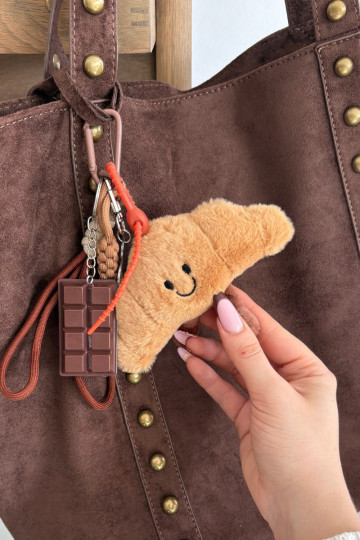 Breloczek Do Torebki Kluczy Rogalik Czekolada com corações Myssa 2