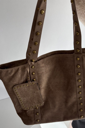 Bolsa feminina com decoração na cor marfim Kynelle