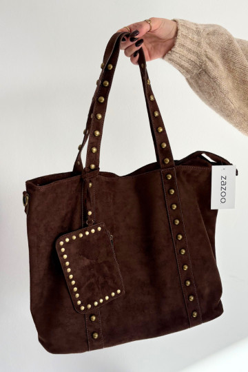 Bolsa feminina com decoração na cor chocolate Kynelle