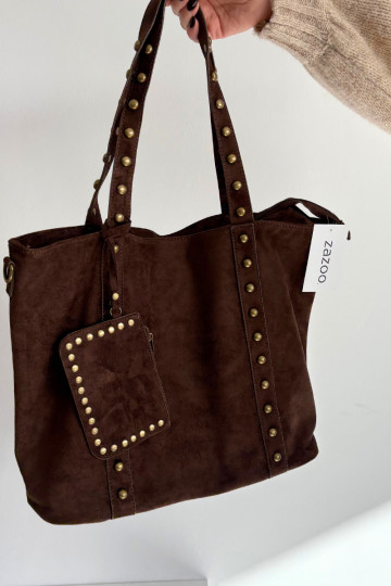 Bolsa feminina com decoração na cor chocolate Kynelle 2