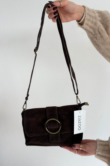 Skórzana de camurçaoParaa Uma bolsa pequena CzekoladoParaa Jessel