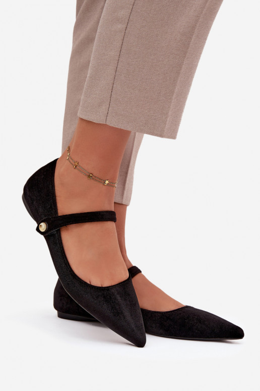 Aksamitne Bailarinas com alças I cor douradam Detalem cor preta Gisanne