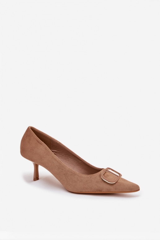 sapatos de salto alto Feminino Com decorações Detalem bege Amelora