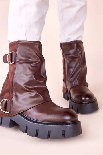 Botas curtas marrons com plataforma e cano dobrado Cenda 2
