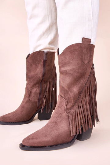 Botas de cowboy marrons com franjas Elama 2