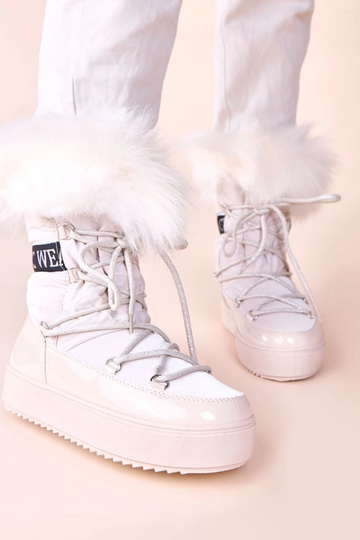 Botas de neve na cor areia com cadarços e pele Alison