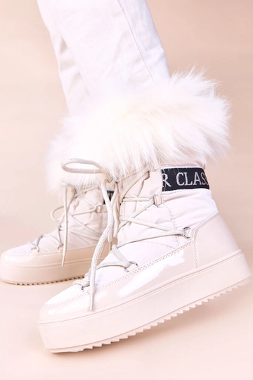 Botas de neve na cor areia com cadarços e pele Alison 2