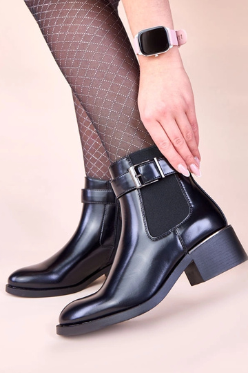 Botas de cano curto pretas com calcanhar envernizado Dalila 2