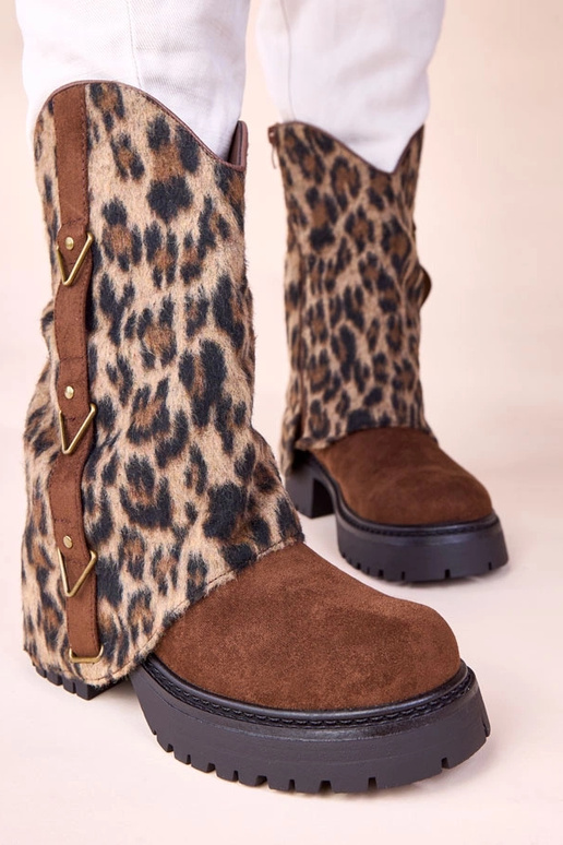 Botas de cano curto marrons com...