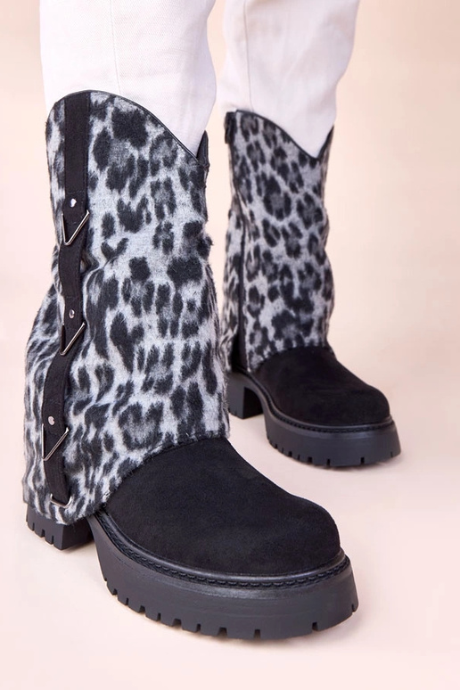 Botas de cano curto pretas com...