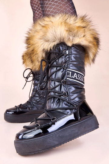 Botas de neve pretas estilo esqui com pelo Malida 2