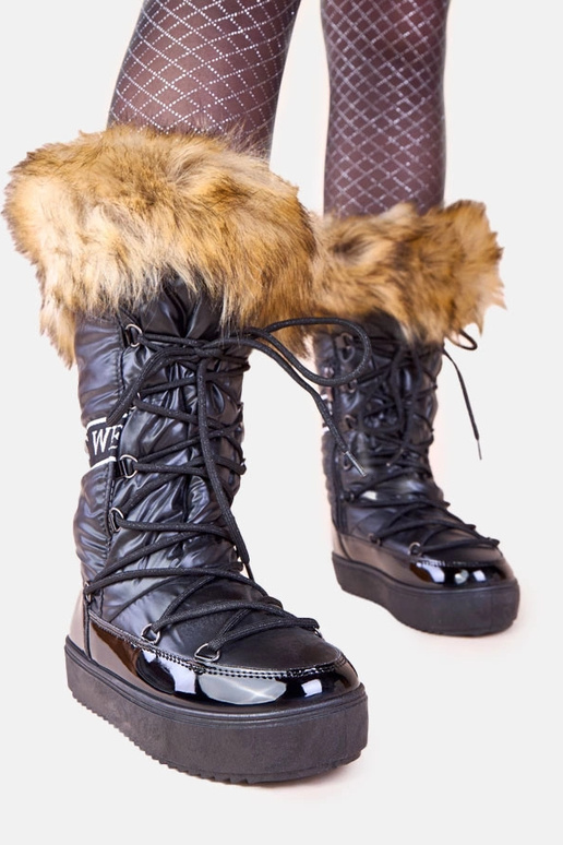 Botas de neve pretas estilo esqui com...