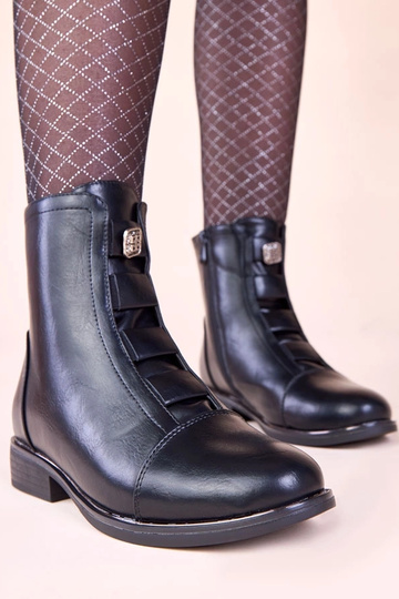 Botas de cano curto pretas quentes com decoração Deca