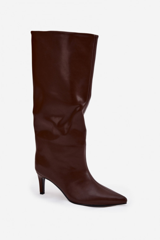 botas femininas Um modelo atraente aquecimento com salto fino cor marrom Olivienne